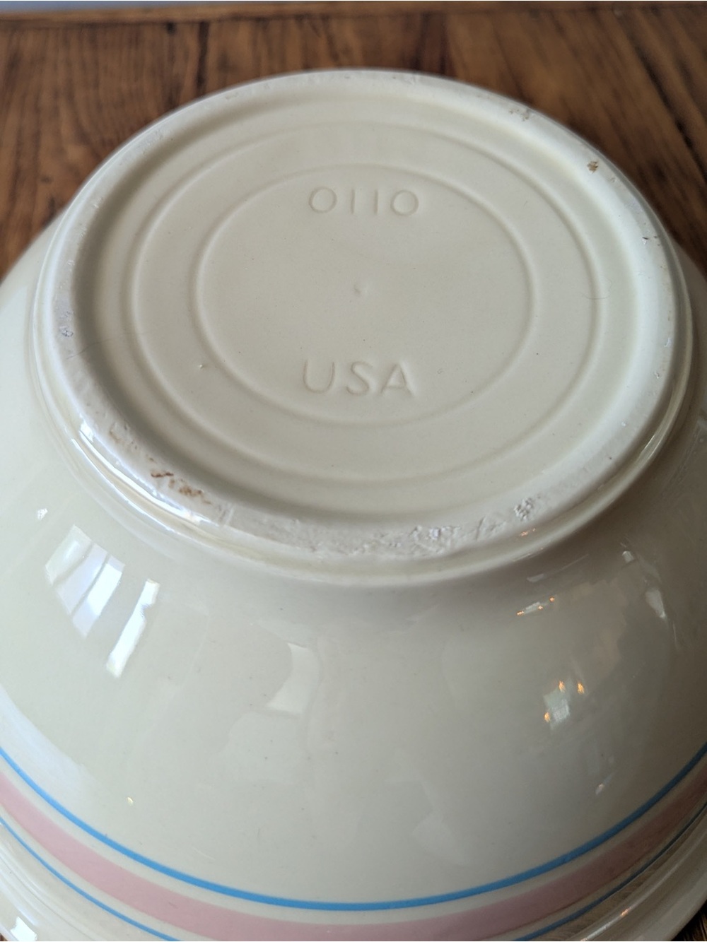#10 Nesting Mixing Bowl - Vintage McCoy Pottery Oven Ware - Blue Pink Stripes - Picture 8 of 16